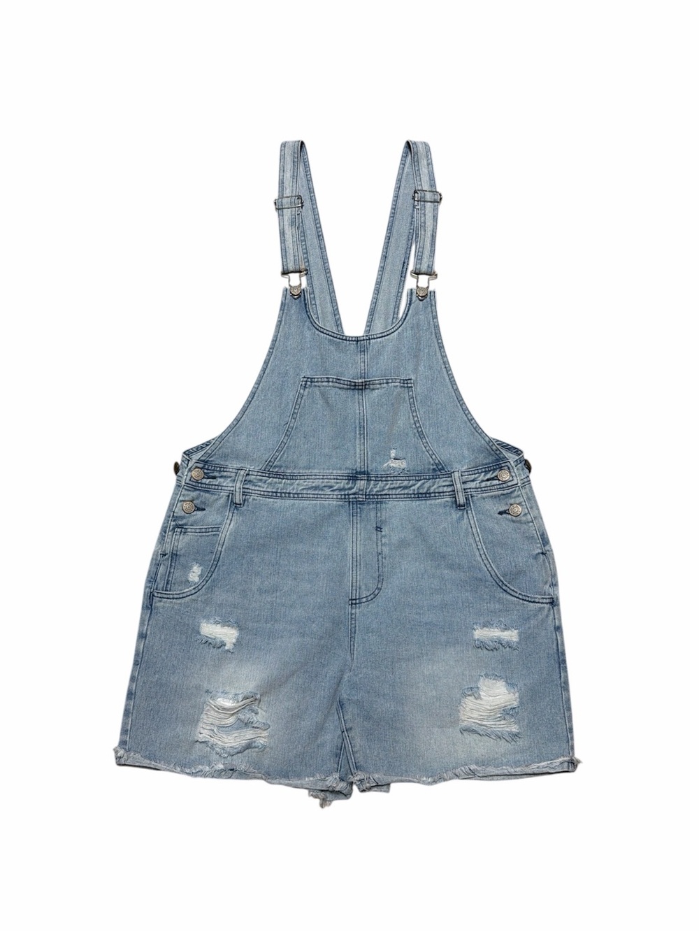 White Birch Shortalls Women’s M Oversized Light Wash Denim Overalls Shorts Baggy